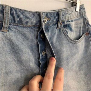 FOREVER 21 Frayed Button Fly Denim Shorts